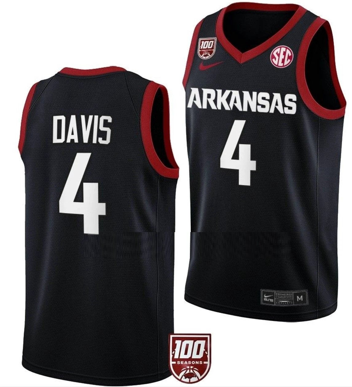 Davonte Davis Jersey Arkansas Razorbacks College Basketball 100 Season #4 by My store basketball