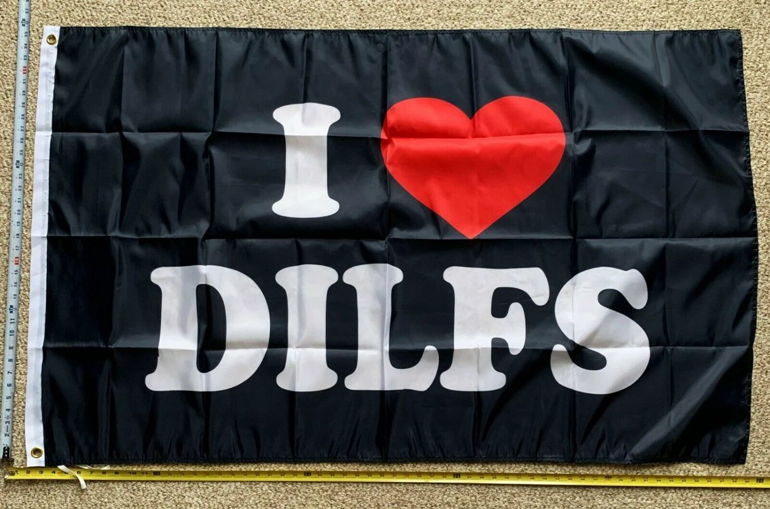 DILF Flag I Heart DILF B Dad Beer Busch Bud Trump Sign Poster 3x5' by flagsjustdoit