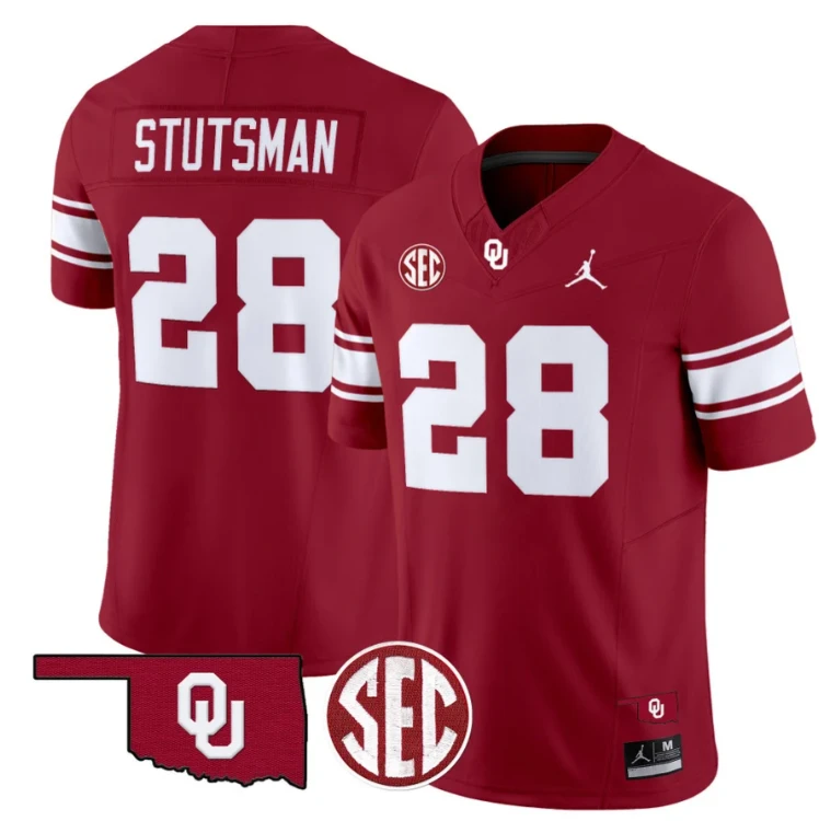 Danny Stutsman Jersey #28 Oklahoma Sooners Football Throwback Vapor Limited Stitched Crimson by My Store