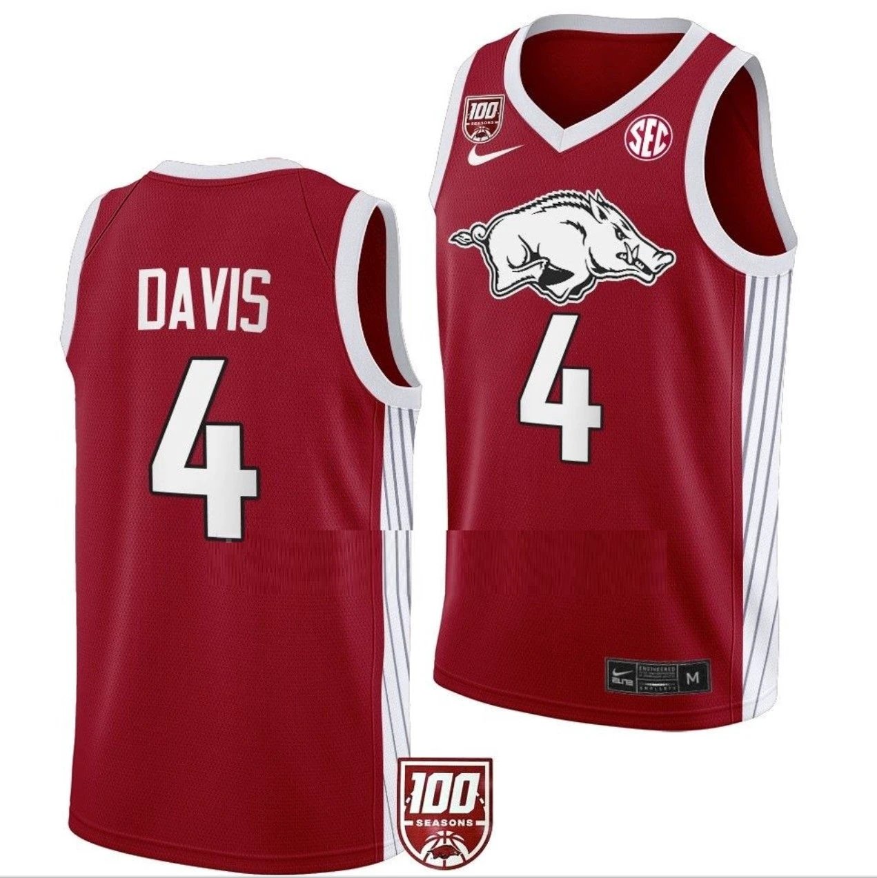 Davonte Davis Jersey Arkansas Razorbacks College Basketball 100 Season #4 by My store basketball