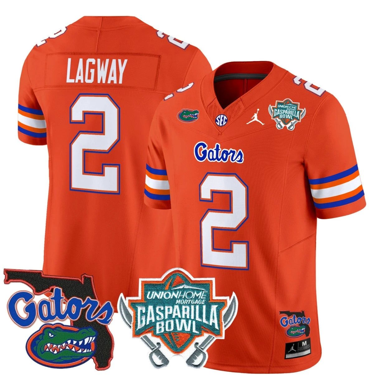DJ Lagway Jersey #2 Florida Gators 2025 Gasparilla Bowl Patch Orange by My Store