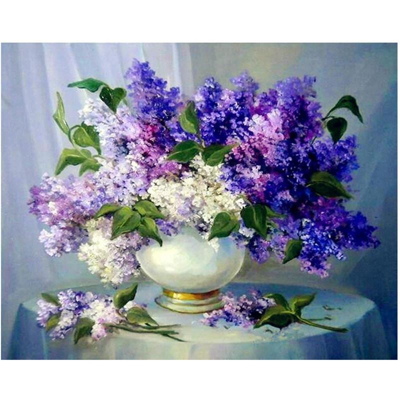 Purple Flowers - GemPaint Kit by Bowlift