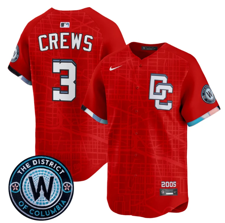 Dylan Crews Jersey #3 Washington Nationals 2025 City Connect Vapor Premier Limited Stitched Red by My Store