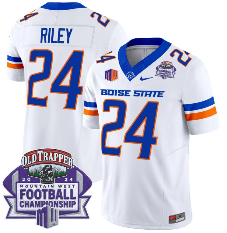 Dylan Riley Jersey #24 Boise State Broncos 2024 Championship Vapor White by My Store