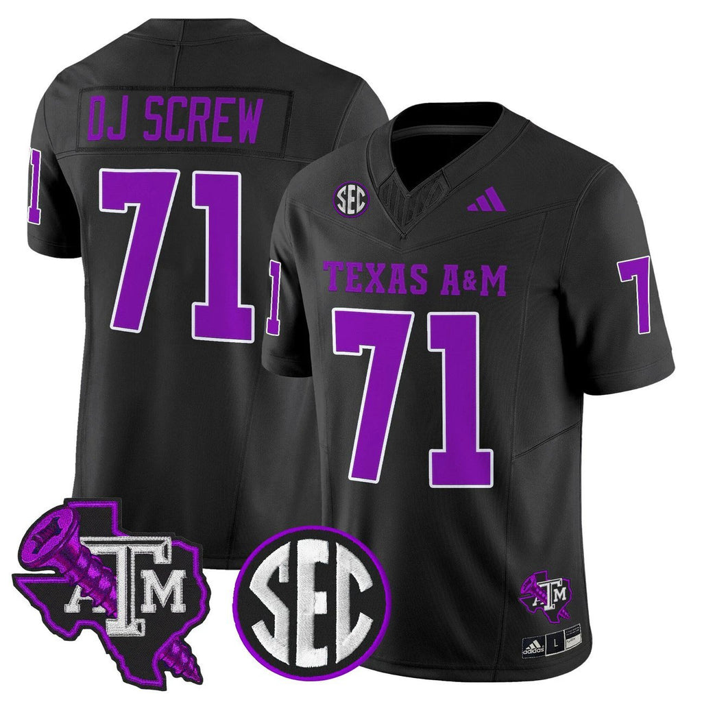 DJ Screw Jersey #71 Texas A&M Aggies DJ Screw Vapor Limited Stitched by My Store NCAA Football Jerseys