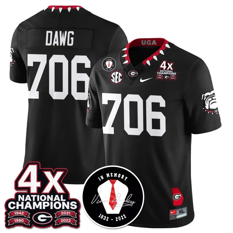 Dawg Jersey #706 Georgia Bulldogs 4x-Time National Champions Stitched by My Store NCAA Football Jerseys