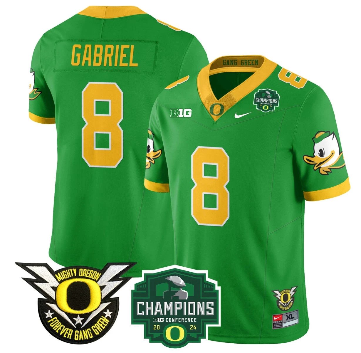 Dillon Gabriel Jersey #8 Oregon Ducks 2024 Big Ten Champions Football Green by My Store