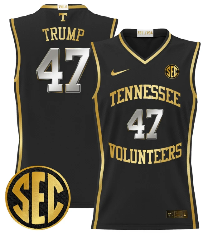 Donald Trump Jersey #47 Tennessee Vols 2024 Lightweight Basketball Black Gold by My store basketball