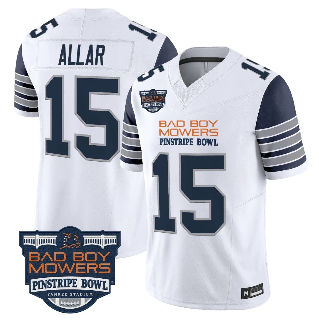 Drew Allar Jersey #15 Penn State 2025 Pinstripe Bowl Limited V2 Stitched White by NCAA Football Jersey