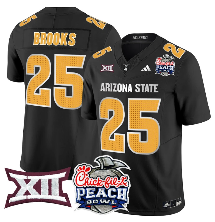 DeCarlos Brooks Jersey #25 Arizona State Sun Devils 2025 Peach Bowl Black by My Store