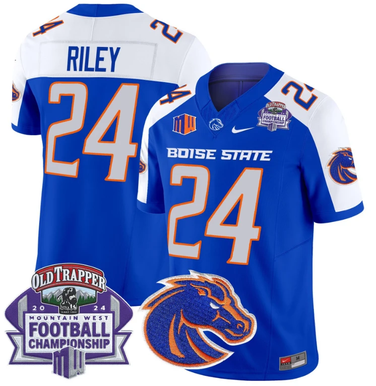 Dylan Riley Jersey #24 Boise State Broncos 2024 Championship Vapor Royal Alternate by My Store