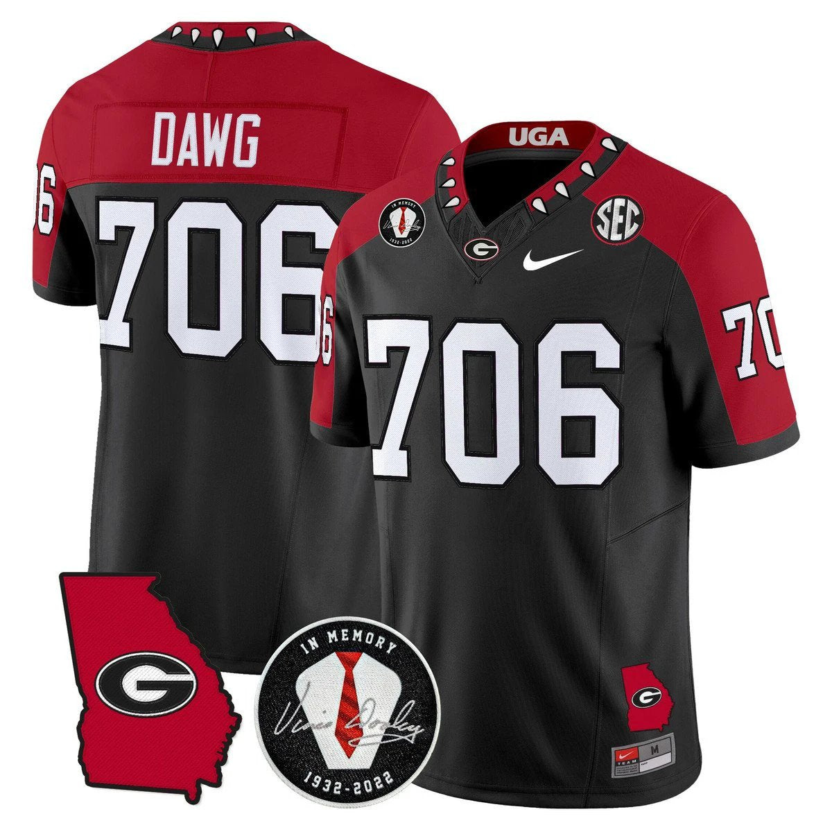 Dawg Jersey #706 Georgia Bulldogs 2025 Vapor Limited Stitched Black Alter by My Store NCAA Football Jerseys