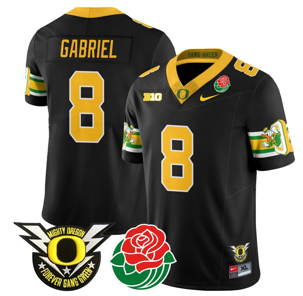 Dillon Gabriel Jersey #8 Oregon Ducks 2024 Rose Bowl Patch Football Black by My Store