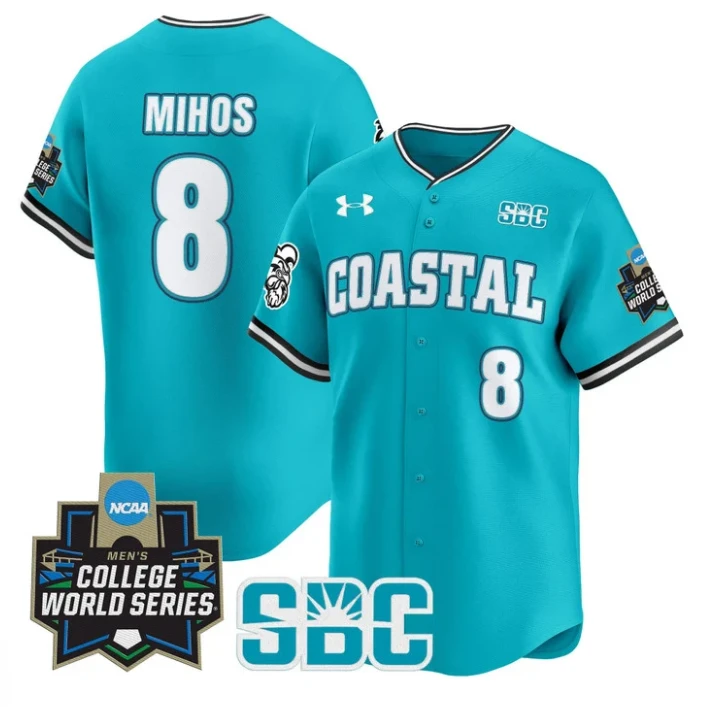 Dean Mihos Jersey #8 Coastal Carolina Chanticleers 2025 World Series Teal by My Store