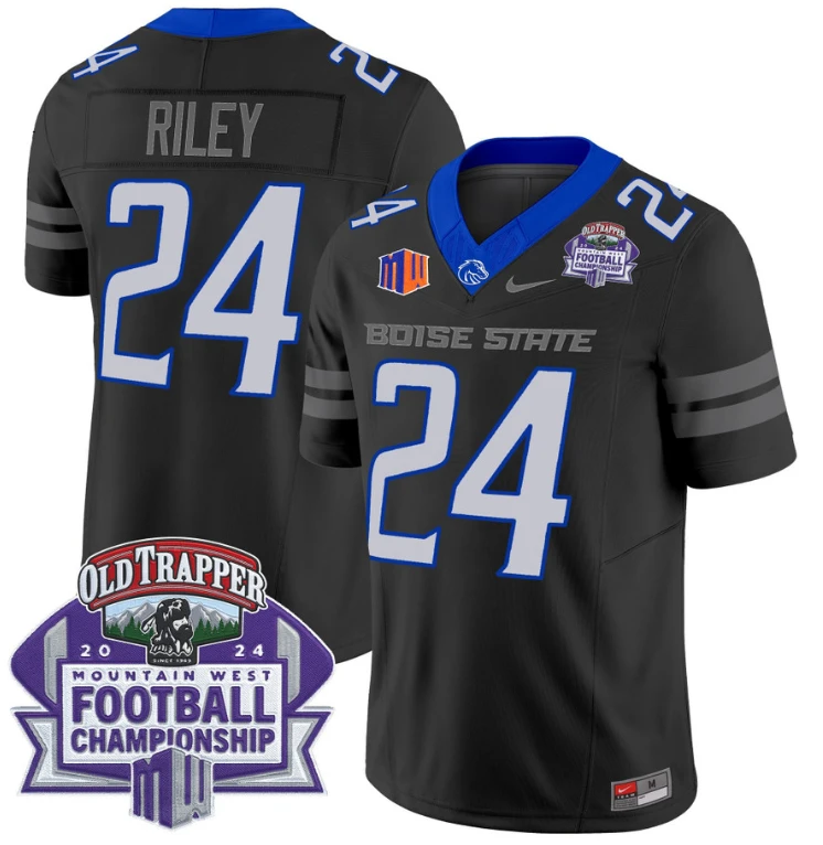 Dylan Riley Jersey #24 Boise State Broncos 2024 Championship Vapor Black by My Store