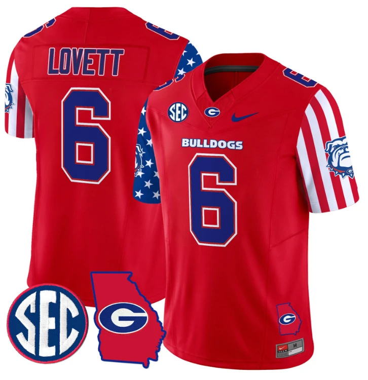 Dominic Lovett Jersey #6 Georgia Bulldogs American Style Vapor Limited Football Stitched Red by My Store