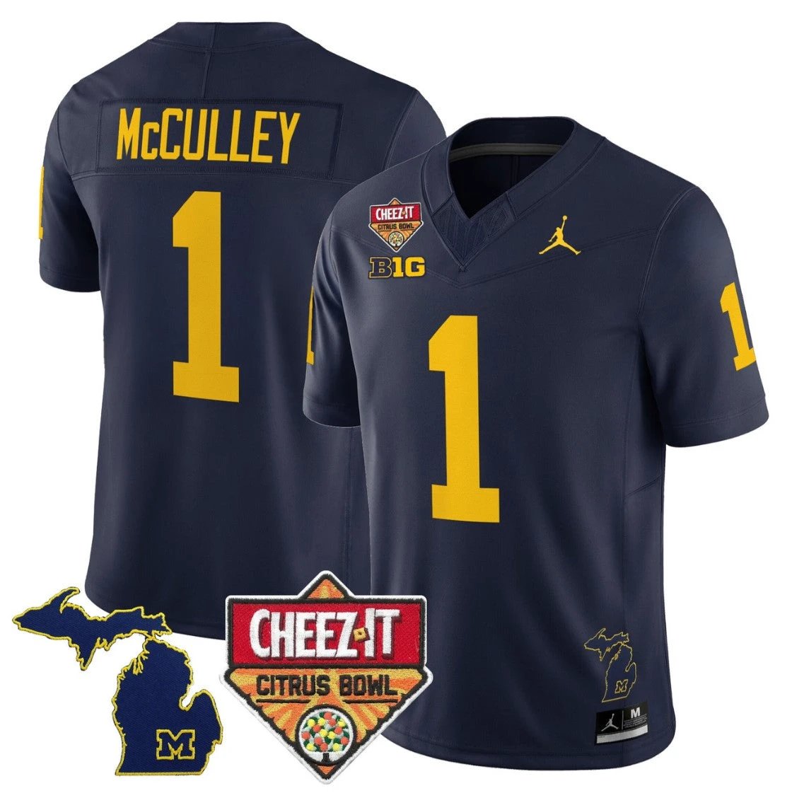 Donaven McCulley Jersey #1 Michigan Wolverines 2025 Cheez-It Citrus Bowl by My Store NCAA Football Jerseys