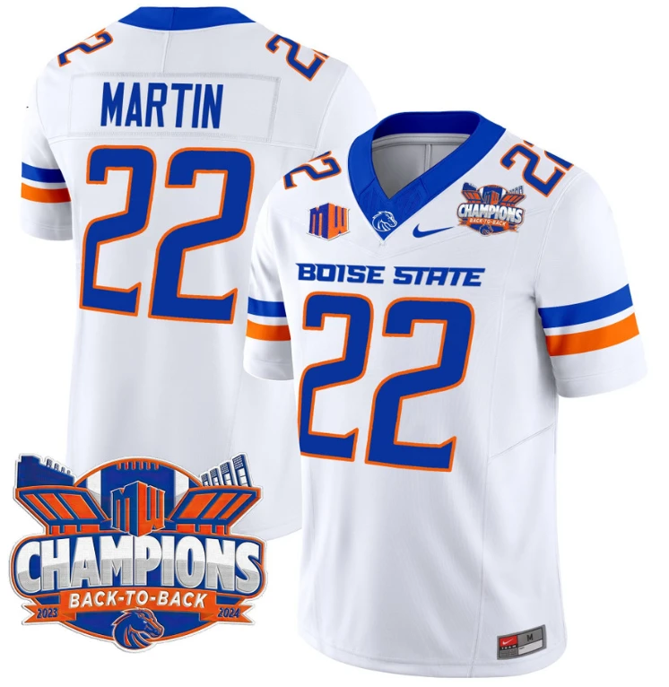 Doug Martin Jersey #22 Boise State Broncos Back To Back Champions White by My Store