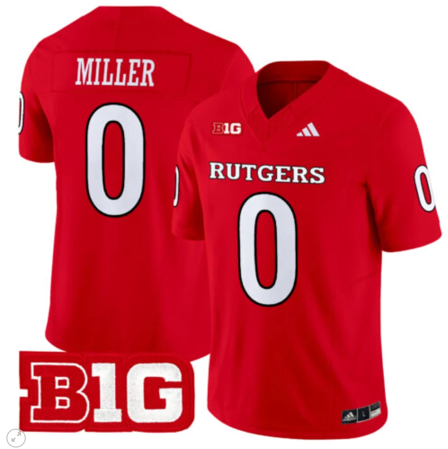 Dymere Miller Jersey #0 Rutgers Scarlet Knights Vapor Limited Football Red by My Store