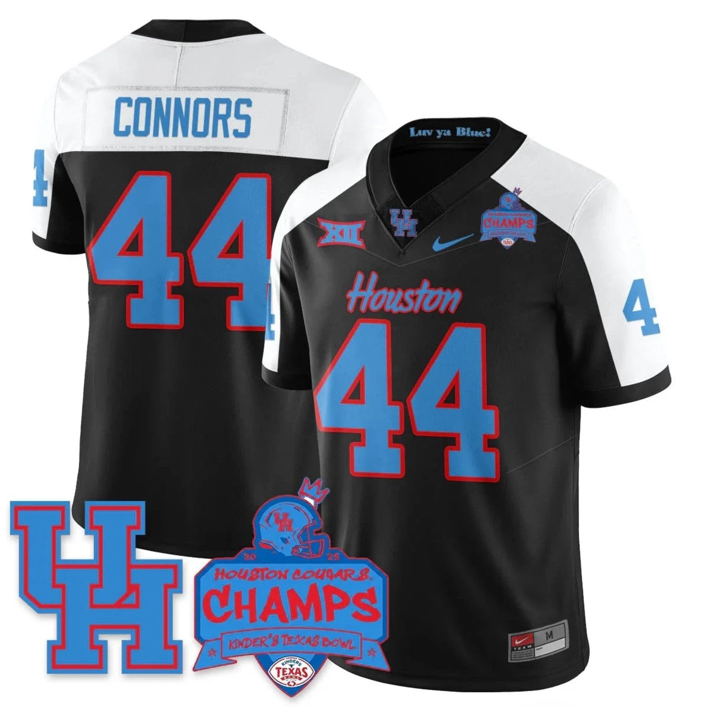 Dean Connors Jersey #44 Houston Cougar 2025 Texas Bowl Champions Stitched Black Alternate by NCAA Football Jersey