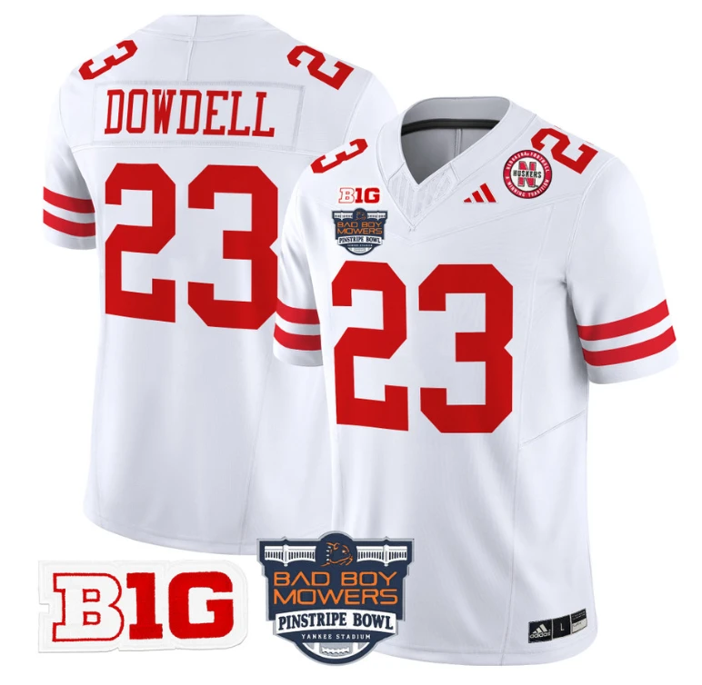 Dante Dowdell Jersey #23 Nebraska Cornhuskers 2025 Pinstripe Bowl White by My Store