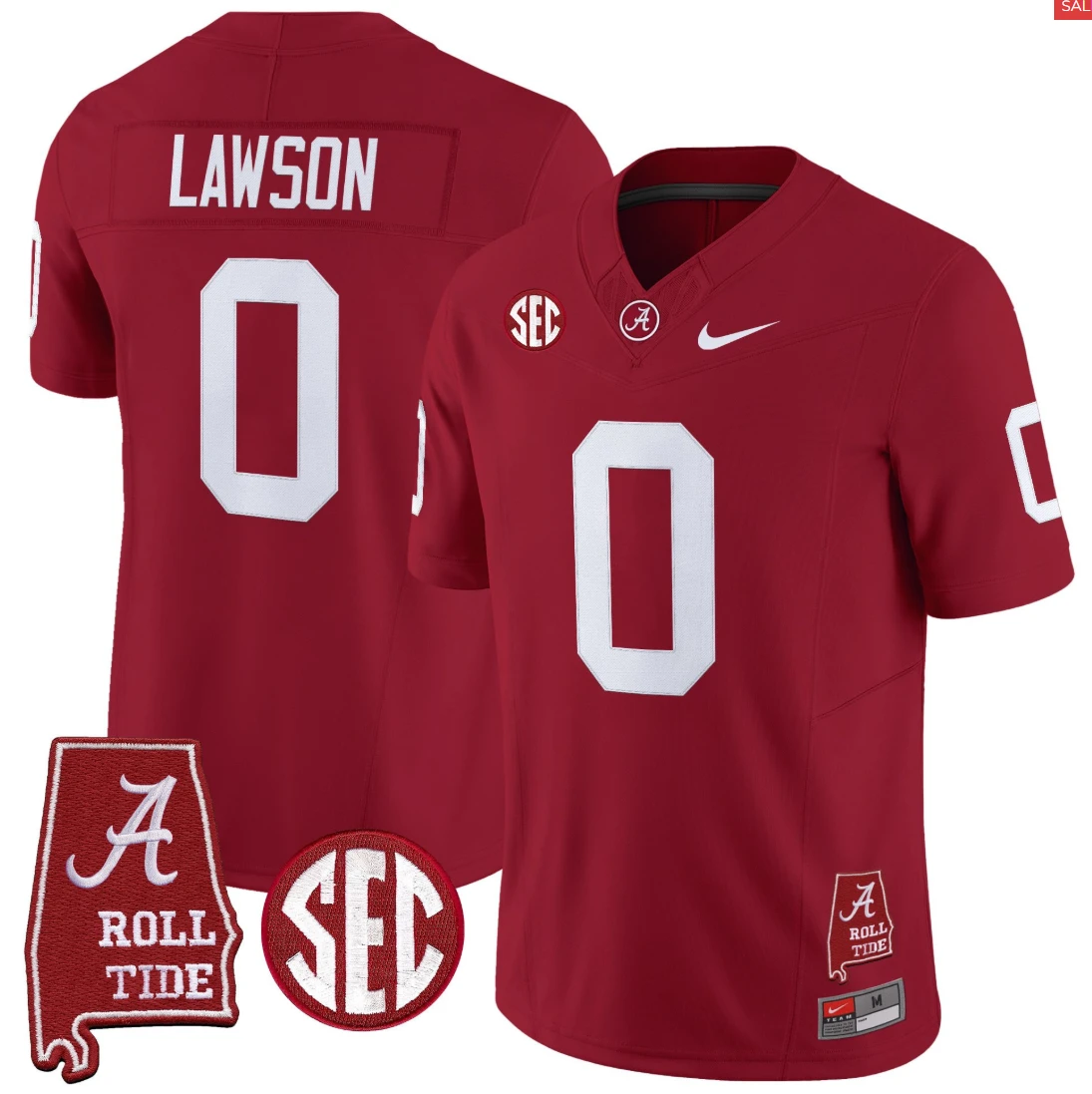 Deontae Lawson Jersey #0 Alabama Crimson Throwback Alabama Map Stitched Crimson by My Store