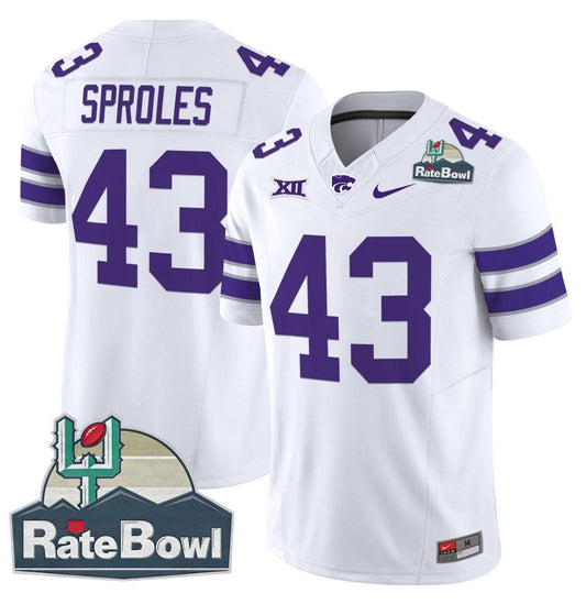 Darren Sproles Jersey #43 Kansas State Wildcats 2025 Rate Bowl Patch White by My Store