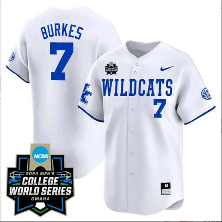 Devin Burkes Kentucky Wildcats Baseball World Series Jersey Alternate White by My Store