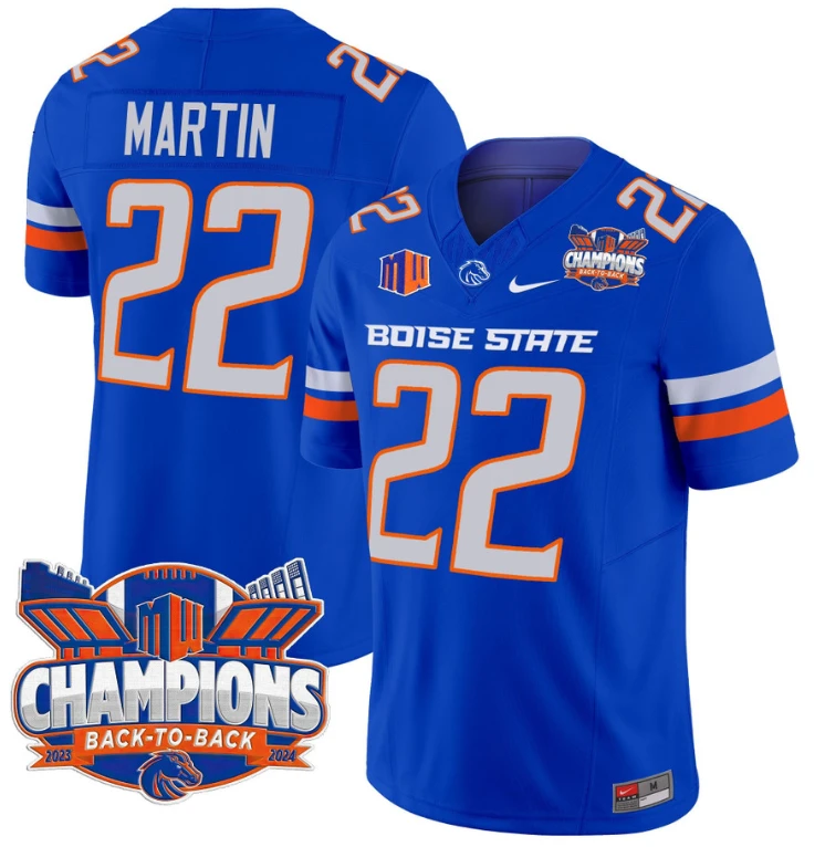 Doug Martin Jersey #22 Boise State Broncos Back To Back Champions Royal by My Store
