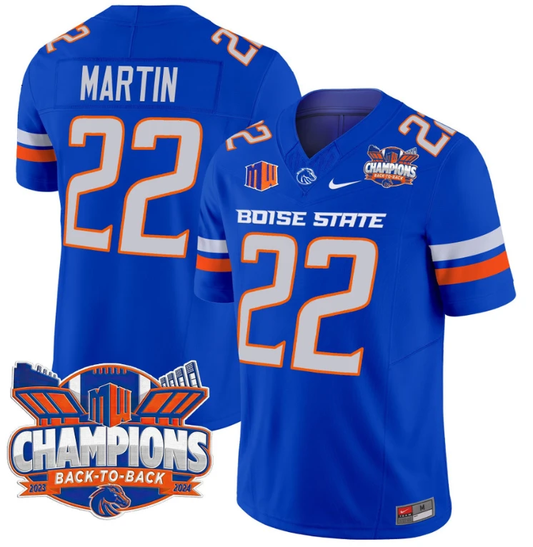 Doug Martin Jersey #22 Boise State Broncos Back To Back Champions Royal by My Store
