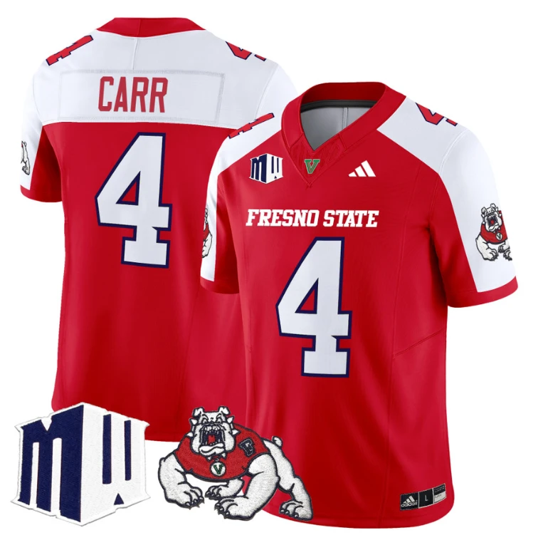 Derek Carr Jersey #4 Fresno State Bulldogs 2024 Stitched Red Alternate by My Store