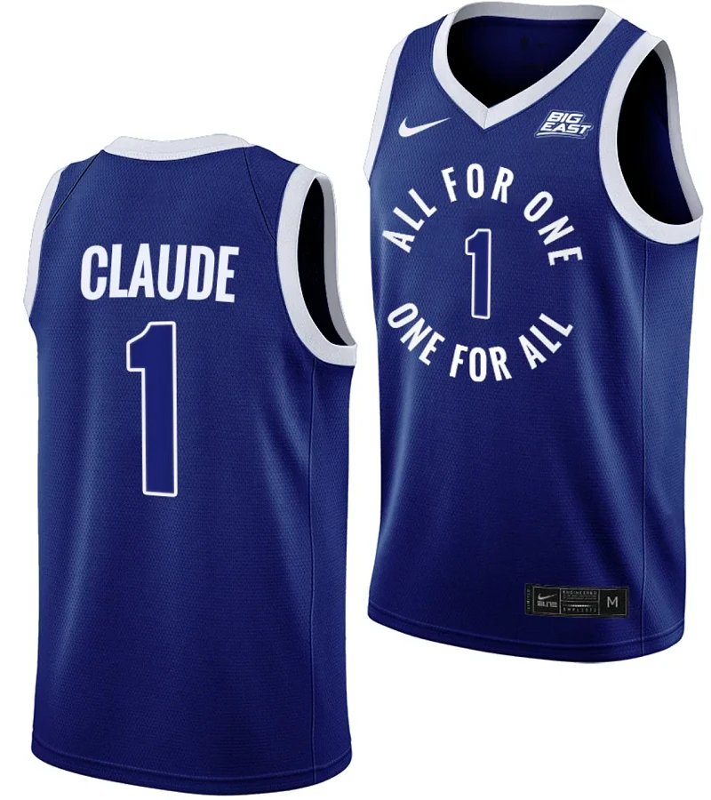 Desmond Claude Jersey #1 Xavier Musketeers All For One Blue College Basketball Uniform by My store basketball