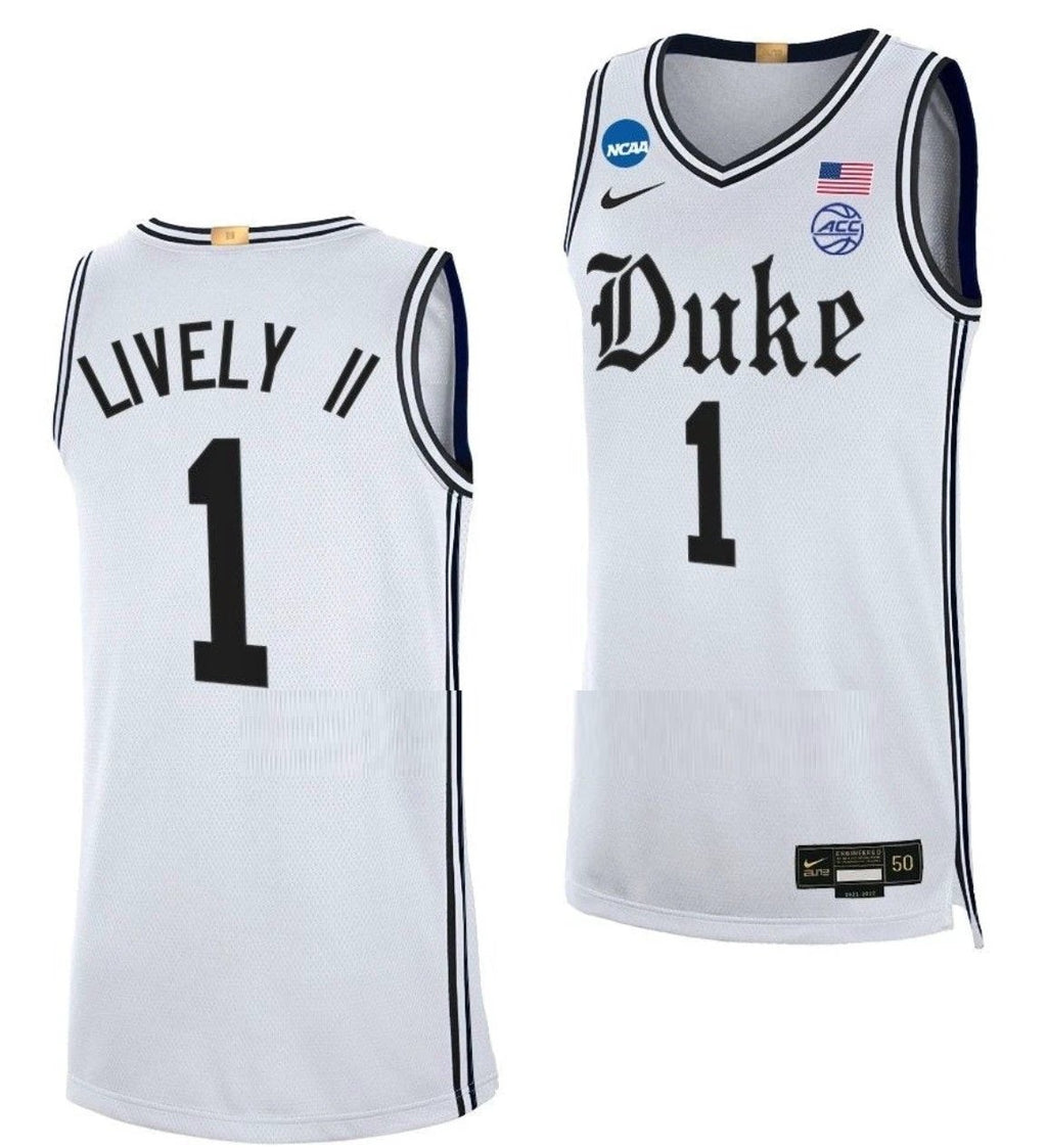 Dereck Lively II Jersey Duke Blue Devil College Basketball 2023 NCAA March Madness White #1 by My store basketball
