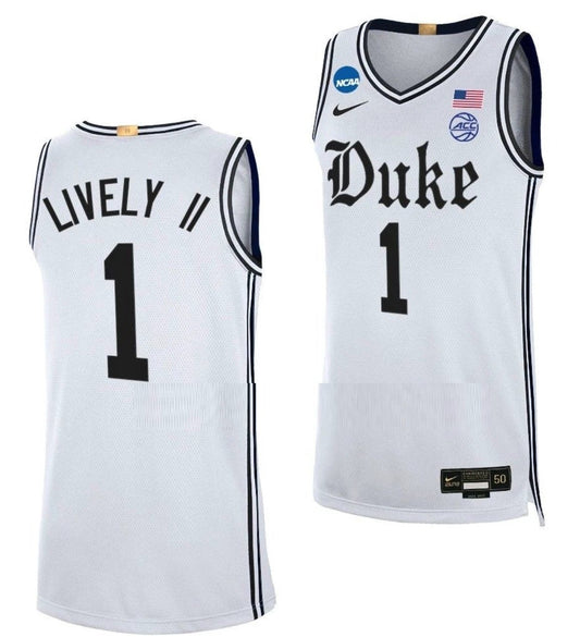 Dereck Lively II Jersey Duke Blue Devil College Basketball 2023 NCAA March Madness White #1 by My store basketball