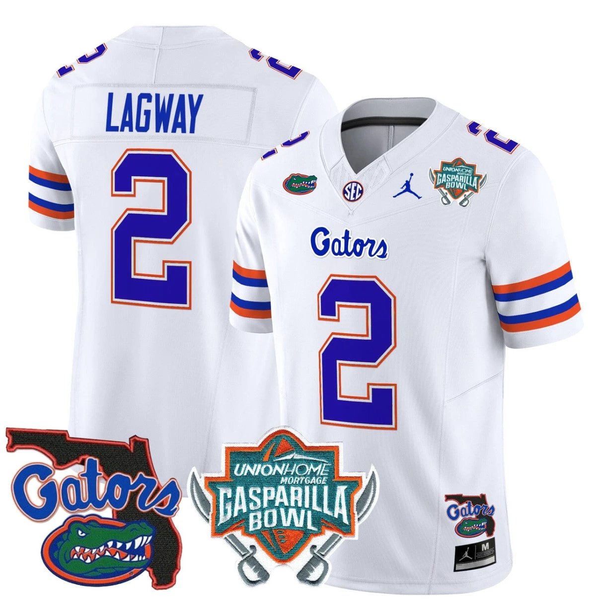 DJ Lagway Jersey #2 Florida Gators 2025 Gasparilla Bowl Patch White by My Store