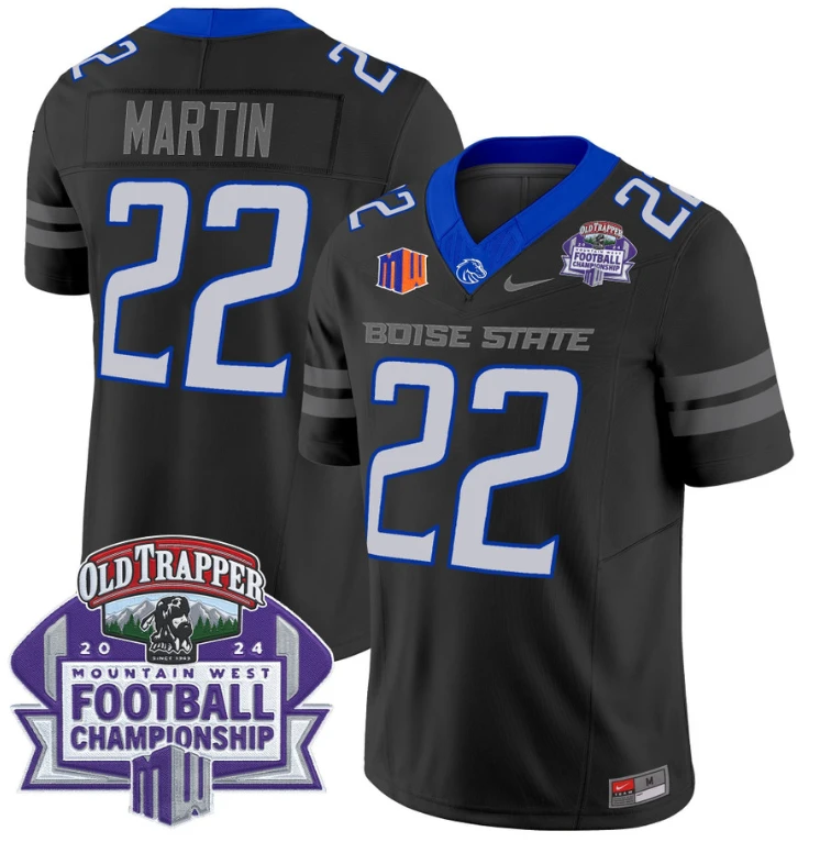 Doug Martin Jersey #22 Boise State Broncos 2024 Championship Vapor Black by My Store
