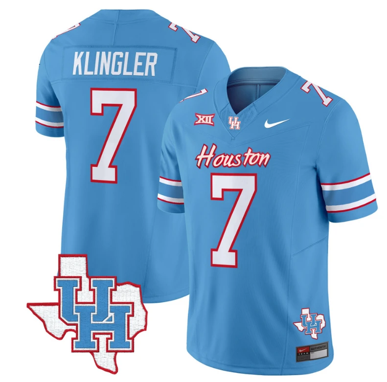 David Klingler Jersey #7 Houston Cougars Oilers Inspired Vapor College Football Limited Stitched Blue by My Store