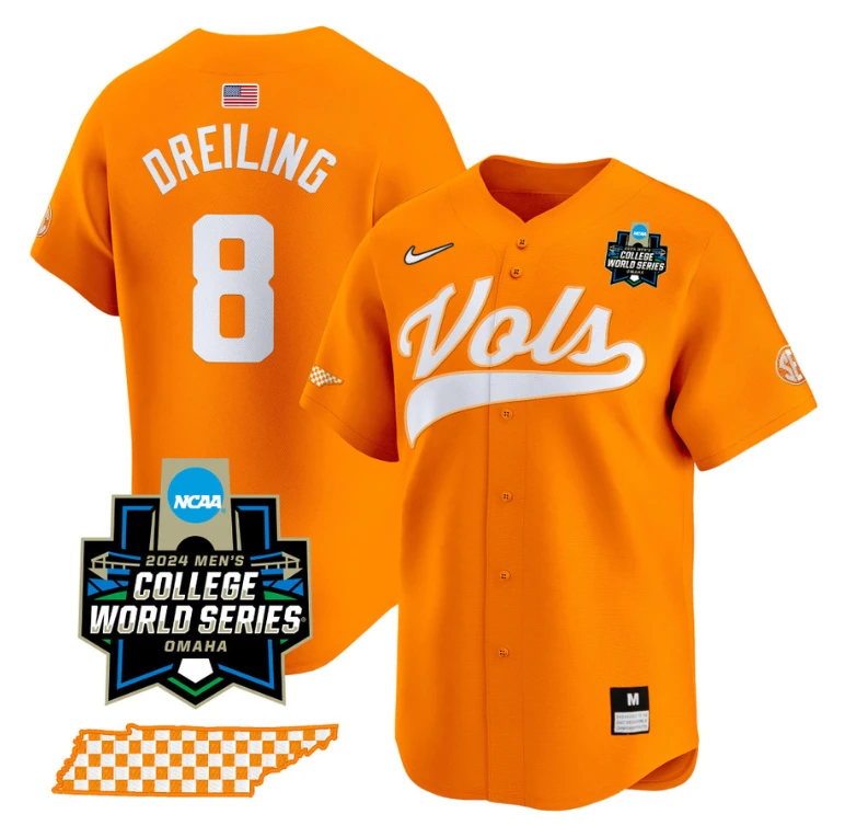 Dylan Dreiling Jersey #8 Tennessee Volunteers 2024 College World Series Vapor Premier Limited NCAA Baseball Stitched Orange by My Store