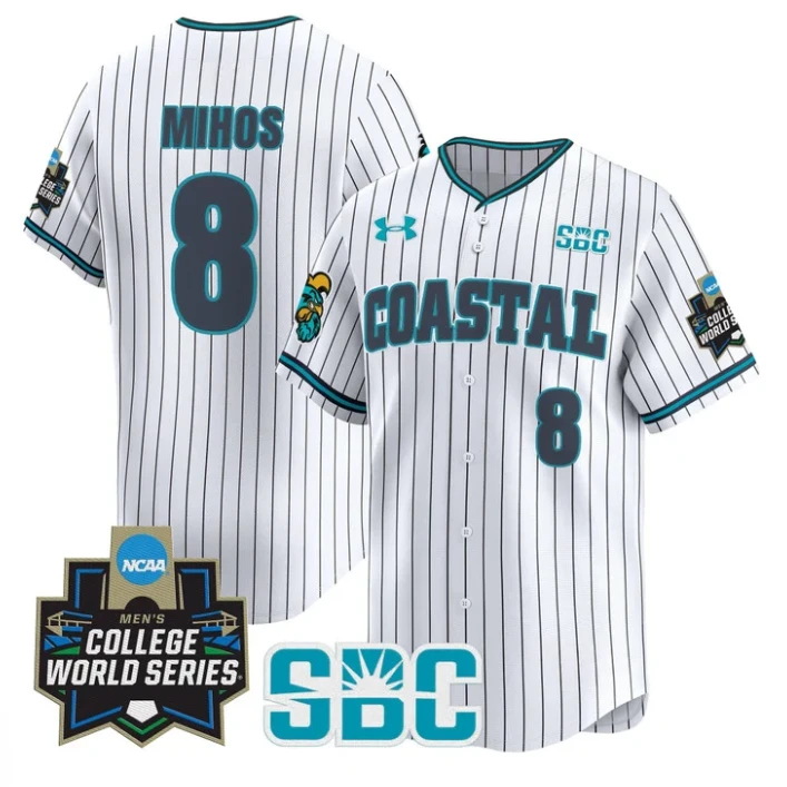Dean Mihos Jersey #8 Coastal Carolina Chanticleers 2025 World Series Stripe by My Store