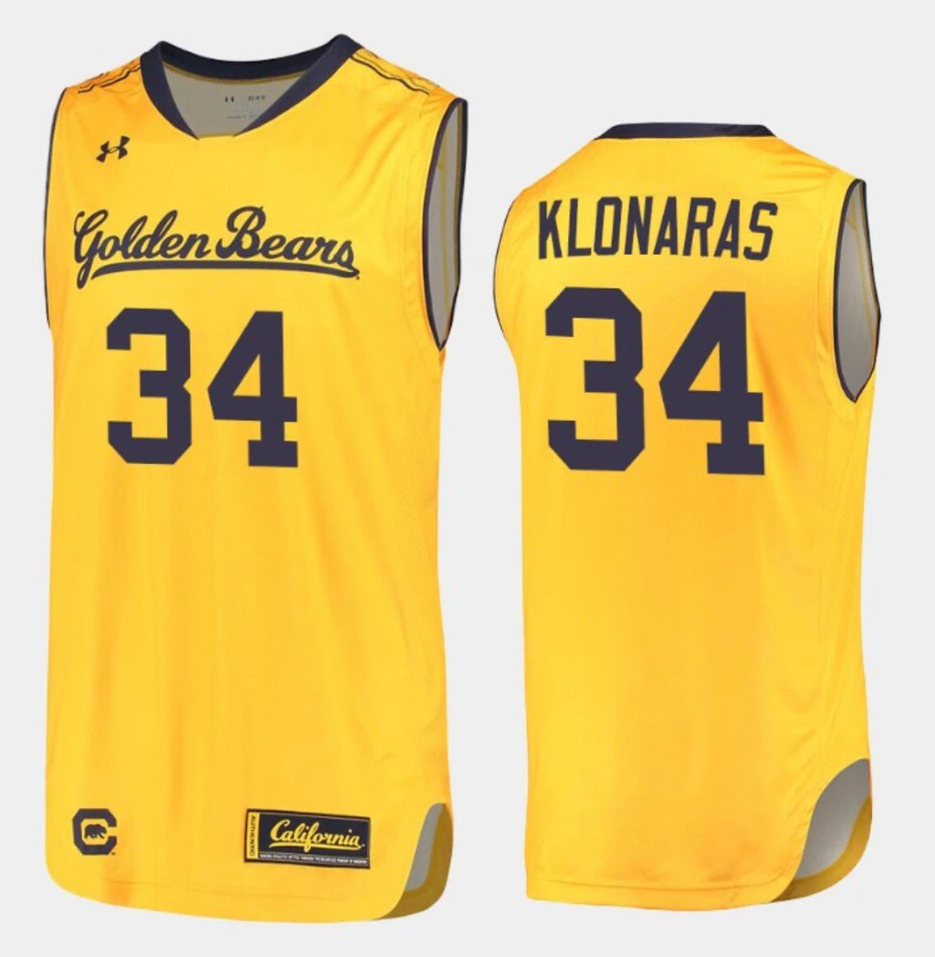 Dimitrios Klonaras Jersey California Golden Bears College Basketball Yellow #34 by My store basketball