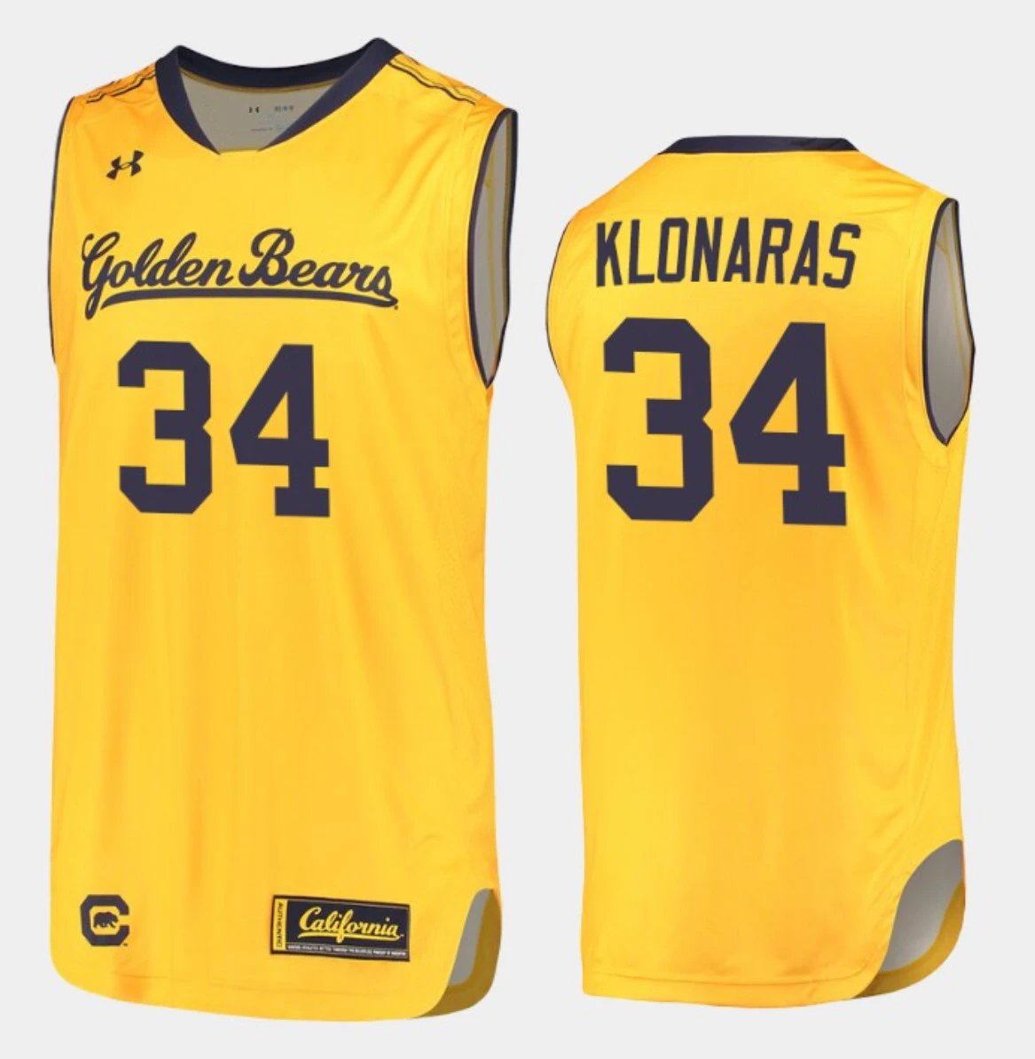 Dimitrios Klonaras Jersey California Golden Bears College Basketball Yellow #34 by My store basketball