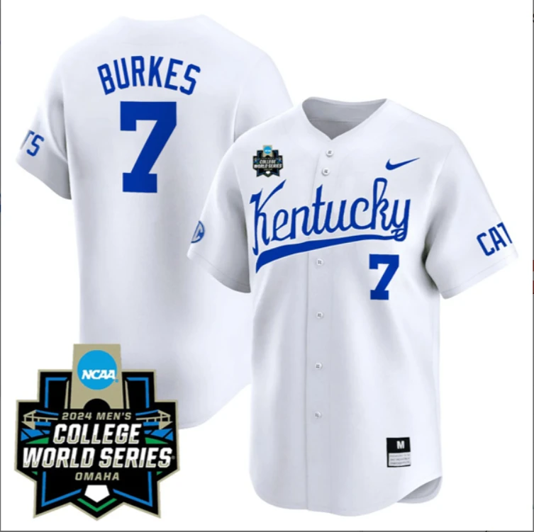 Devin Burkes Kentucky Wildcats College Baseball World Series Jersey – White by My Store