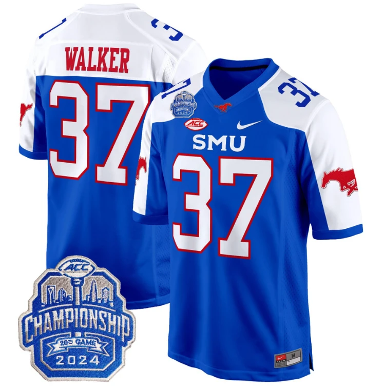 Doak Walker Jersey #37 SMU Mustangs 2024 ACC Championship Patch Blue Alternate by My Store