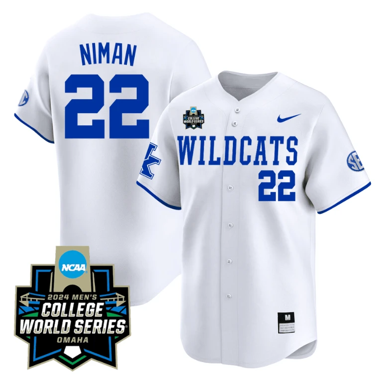 Dom Niman Jersey #22 Kentucky Wildcats 2024 College World Series Vapor Premier Limited NCAA Baseball Stitched Wildcats White by My Store