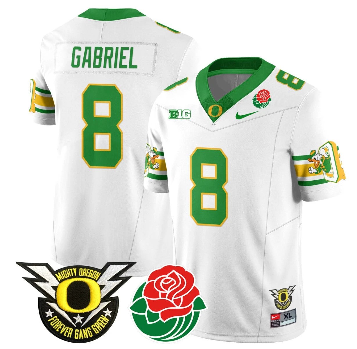Dillon Gabriel Jersey #8 Oregon Ducks 2024 Rose Bowl Patch Football White by My Store