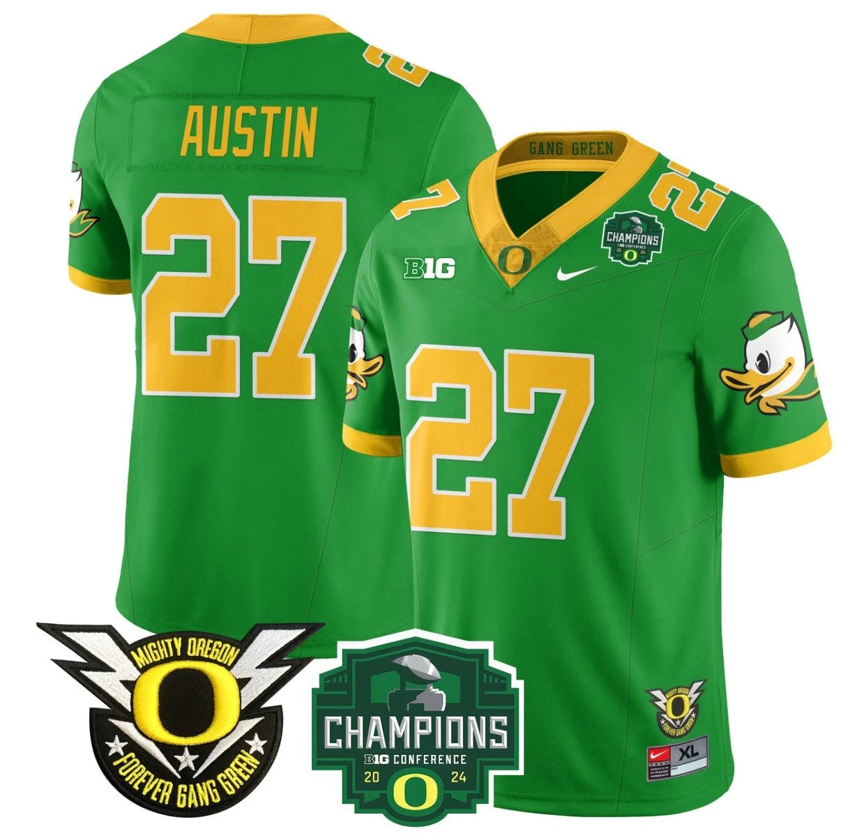 Daylen Austin Jersey #27 Oregon Ducks 2024 Big Ten Champions Football Green by My Store