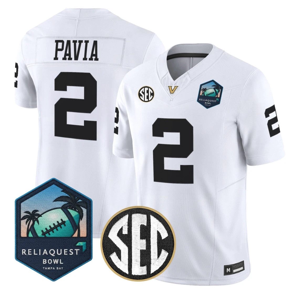 Diego Pavia Jersey #2 Vanderbilt Commodores 2025 ReliaQuest Bowl Stitched by My Store NCAA Football Jerseys