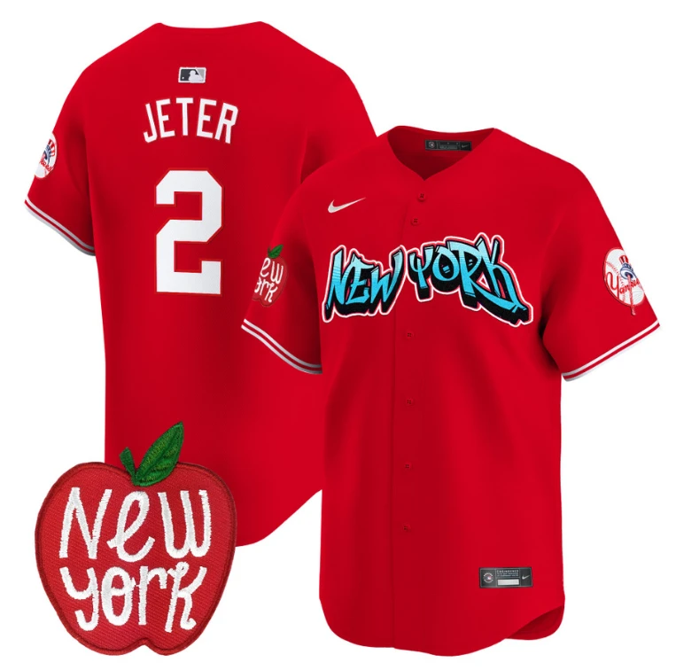 Derek Jeter Jersey #2 New York Yankees Apple Patch Vapor Premier Limited Stitched Red by My Store