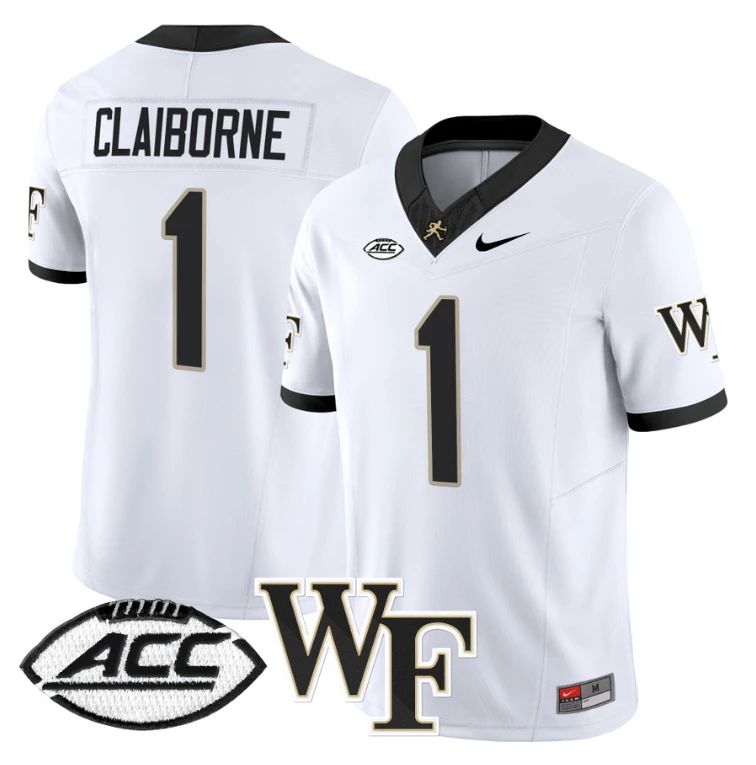Demond Claiborne Jersey #1 Wake Forest Demon Deacons 2024 Stitched White by My Store