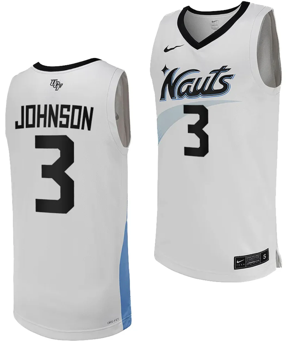Darius Johnson Jersey #3 UCF Knights Replica College Basketball White Uniform by My store basketball